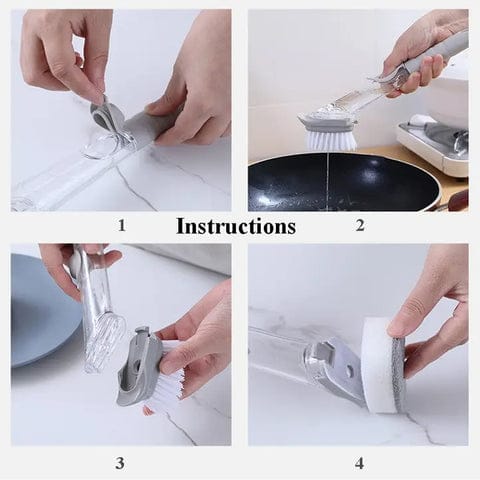 Premium Dish Cleaning Brush with Replaceable Sponge Heads