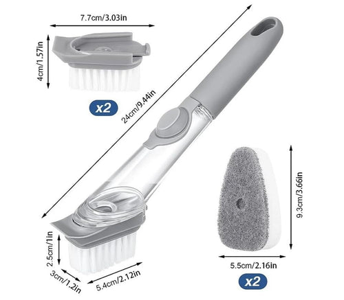 2-in-1 Soap Dispensing Dish Brush with Replaceable Scrubber Heads